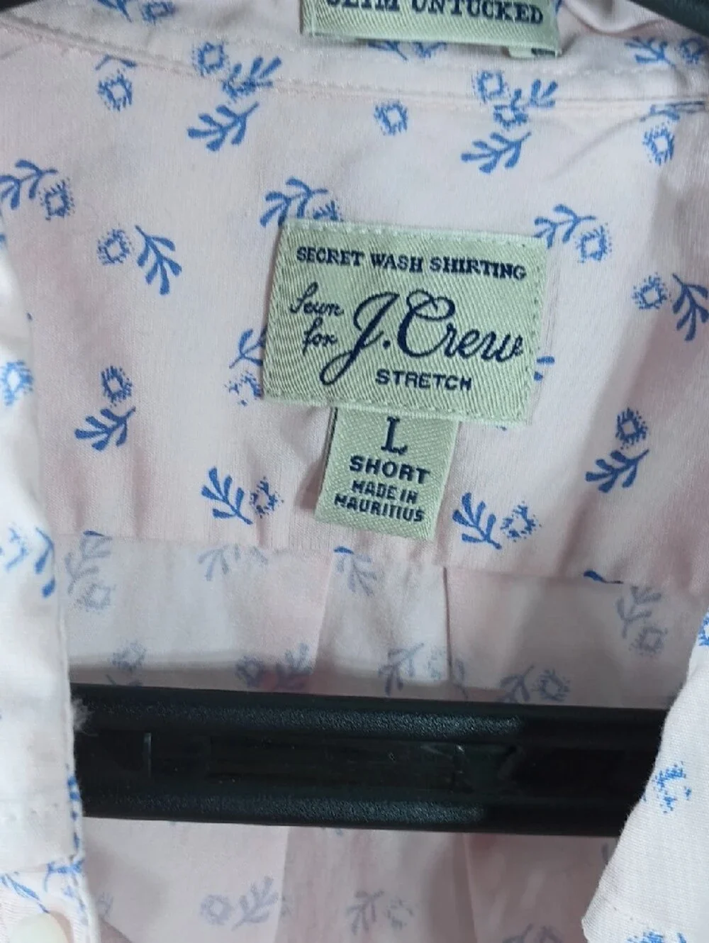 J. Crew mens cotton Light Pink Button-Down Shirt with Blue Floral Print large